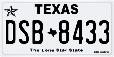 TX license plate DSB8433