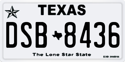 TX license plate DSB8436