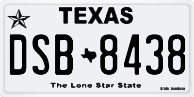 TX license plate DSB8438