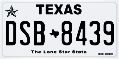 TX license plate DSB8439