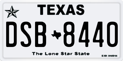 TX license plate DSB8440