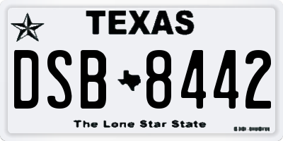 TX license plate DSB8442