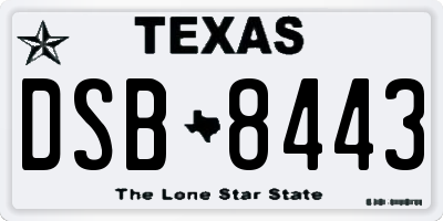 TX license plate DSB8443
