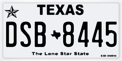 TX license plate DSB8445