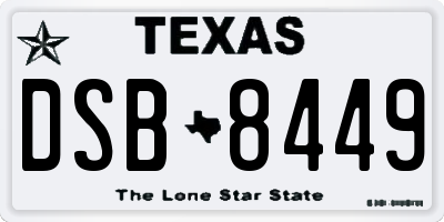 TX license plate DSB8449