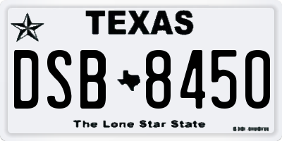 TX license plate DSB8450
