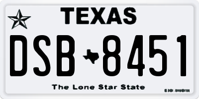 TX license plate DSB8451