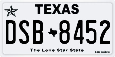 TX license plate DSB8452