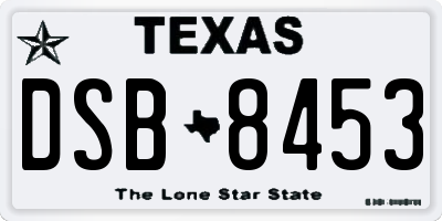 TX license plate DSB8453