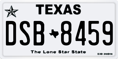 TX license plate DSB8459