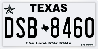 TX license plate DSB8460