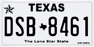 TX license plate DSB8461