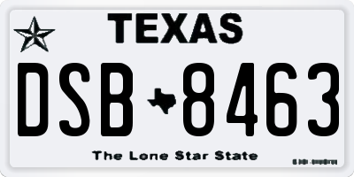 TX license plate DSB8463