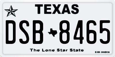 TX license plate DSB8465