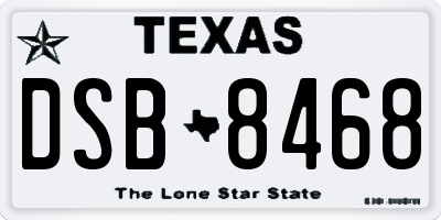 TX license plate DSB8468