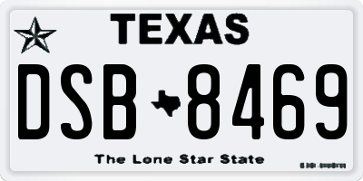 TX license plate DSB8469