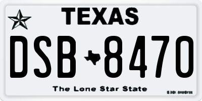 TX license plate DSB8470