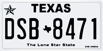 TX license plate DSB8471