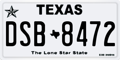 TX license plate DSB8472