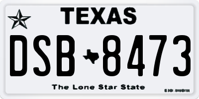 TX license plate DSB8473