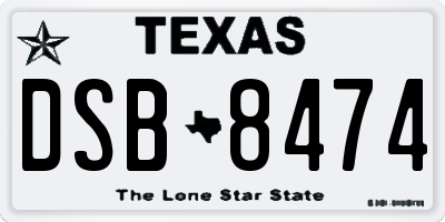 TX license plate DSB8474