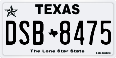 TX license plate DSB8475