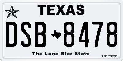 TX license plate DSB8478