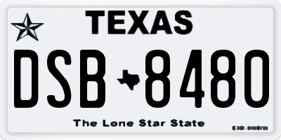 TX license plate DSB8480