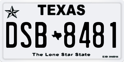 TX license plate DSB8481