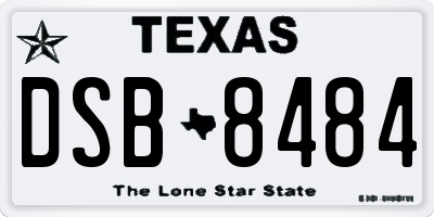 TX license plate DSB8484