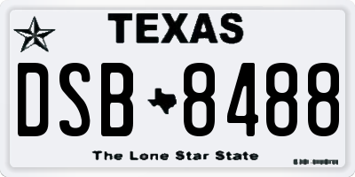 TX license plate DSB8488