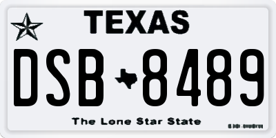 TX license plate DSB8489