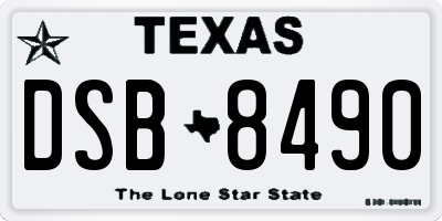 TX license plate DSB8490