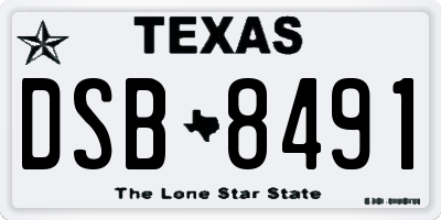 TX license plate DSB8491