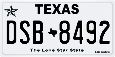 TX license plate DSB8492