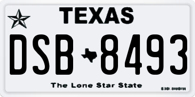 TX license plate DSB8493