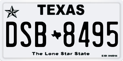 TX license plate DSB8495