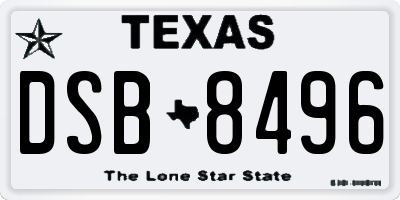 TX license plate DSB8496
