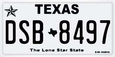 TX license plate DSB8497