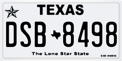 TX license plate DSB8498