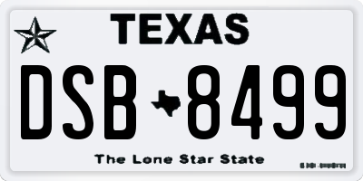 TX license plate DSB8499