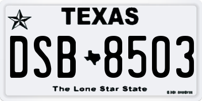 TX license plate DSB8503