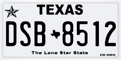 TX license plate DSB8512