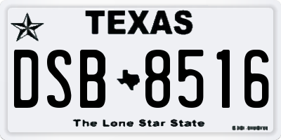 TX license plate DSB8516
