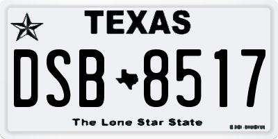 TX license plate DSB8517