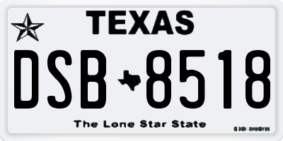 TX license plate DSB8518