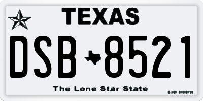 TX license plate DSB8521