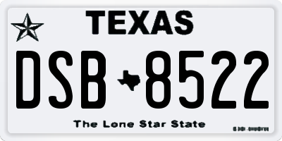 TX license plate DSB8522