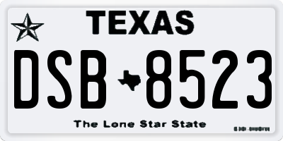 TX license plate DSB8523