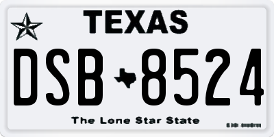 TX license plate DSB8524